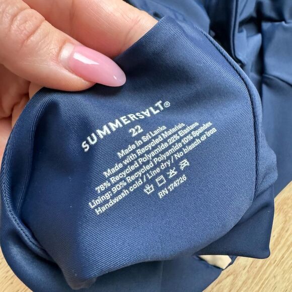 Summersalt Side Stroke Full Bum Coverage 1 Piece Swimsuit Size 22 Deep Sea Blue - Picture 11 of 12